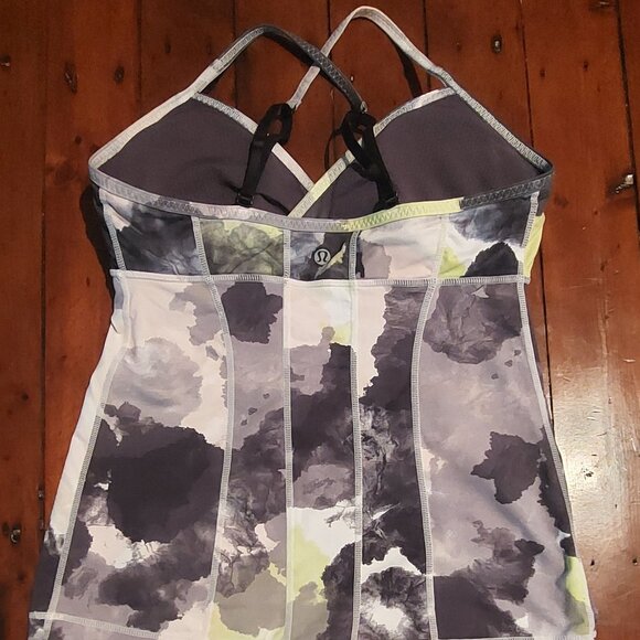 Lululemon Pastel Watercolor Print Tank Top Surplice Activewear Athleisure - Picture 2 of 8
